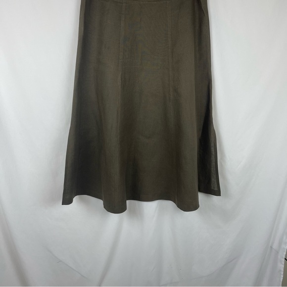 Talbots 100% Irish Linen Olive Green Midi Skirt NWOT - Picture 8 of 11